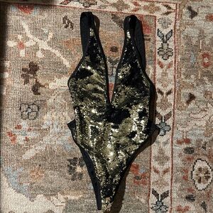 Sequin Plunge Swimsuit